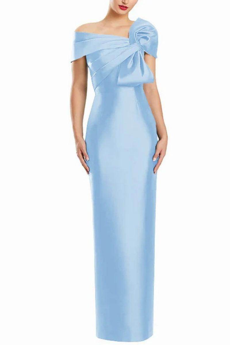 Sheath One Shoulder Floor Length Mother Dresses with Bow CM0368