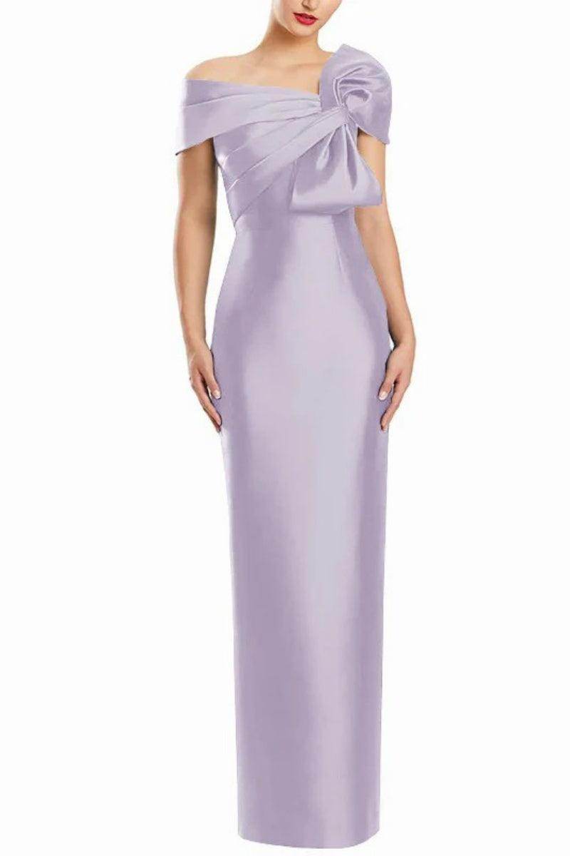 Sheath One Shoulder Floor Length Mother Dresses with Bow CM0368