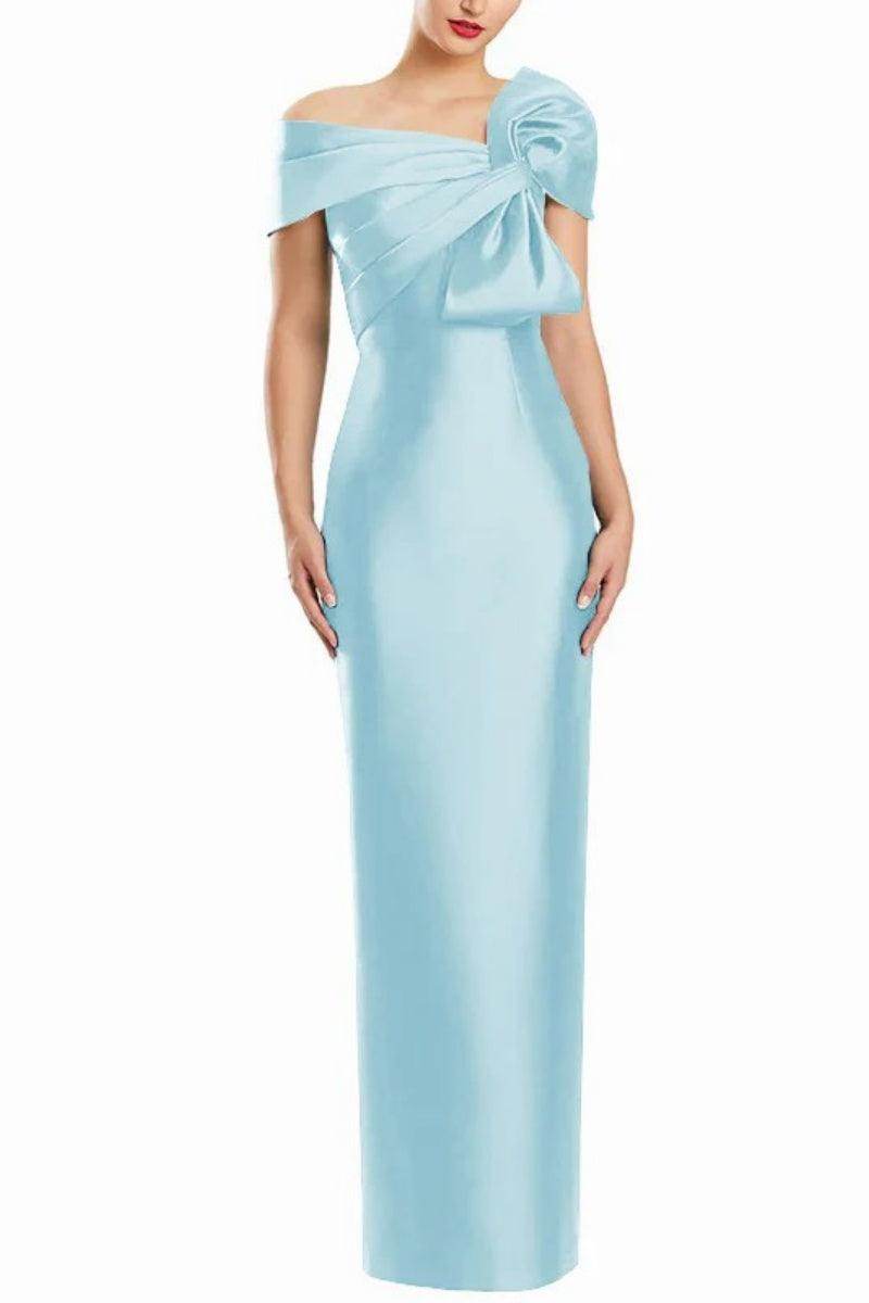 Sheath One Shoulder Floor Length Mother Dresses with Bow CM0368