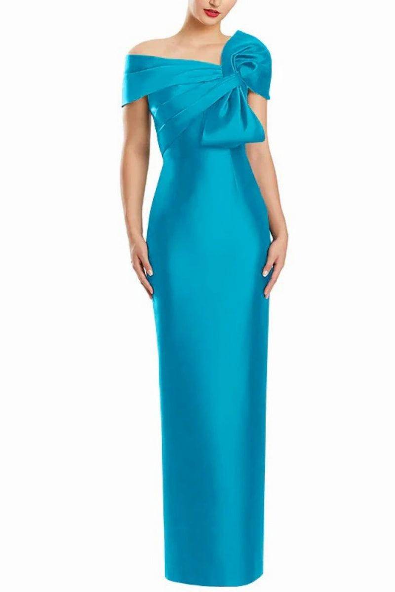 Sheath One Shoulder Floor Length Mother Dresses with Bow CM0368