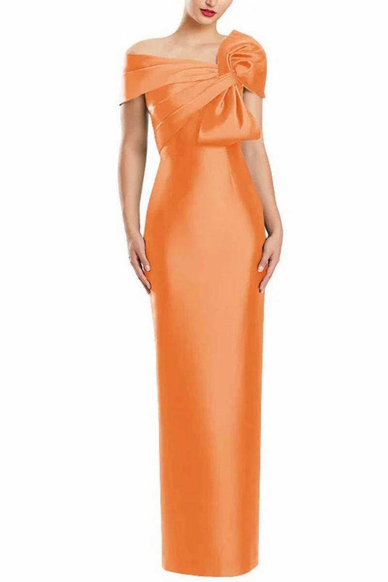 Sheath One Shoulder Floor Length Mother Dresses with Bow CM0368