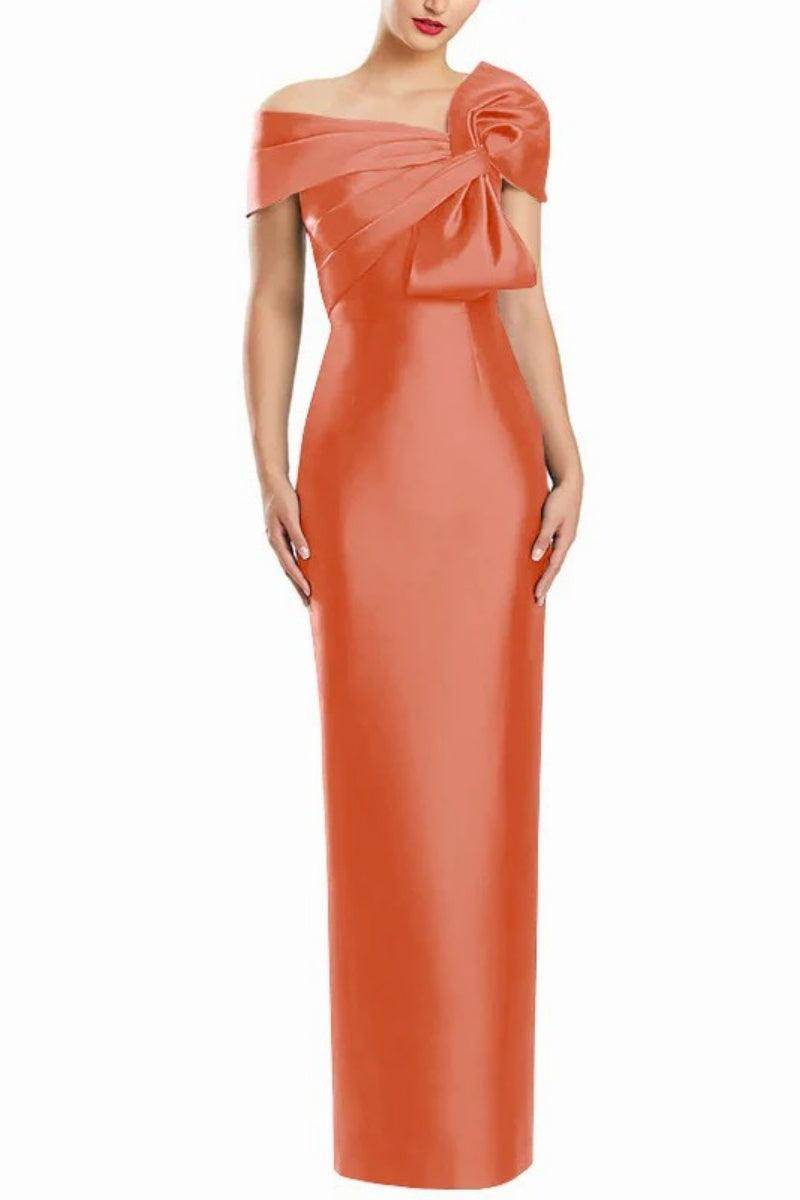Sheath One Shoulder Floor Length Mother Dresses with Bow CM0368