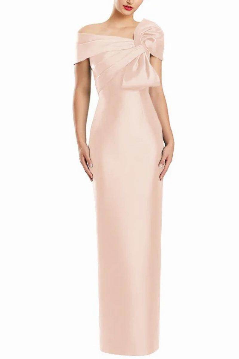 Sheath One Shoulder Floor Length Mother Dresses with Bow CM0368