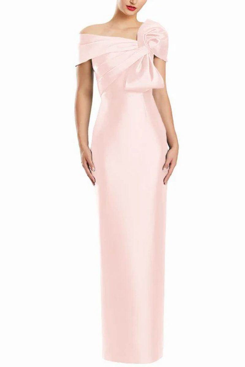 Sheath One Shoulder Floor Length Mother Dresses with Bow CM0368
