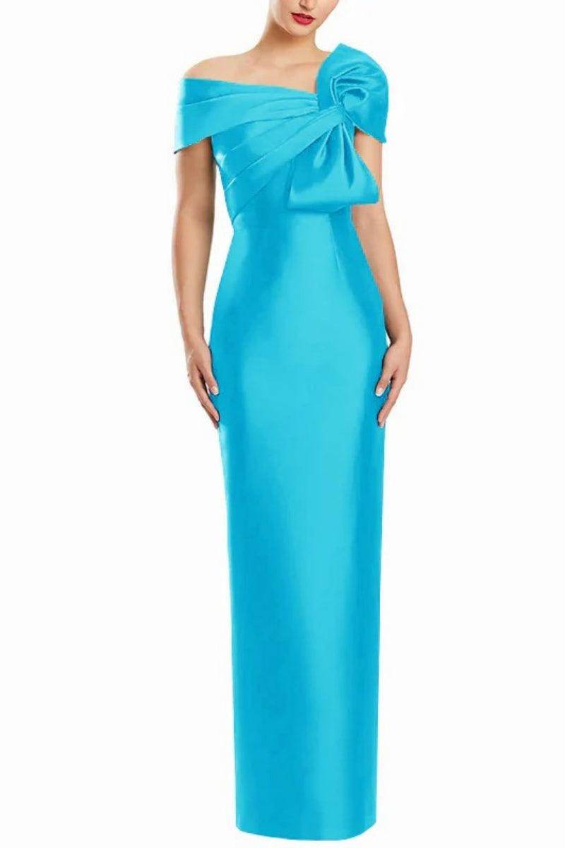 Sheath One Shoulder Floor Length Mother Dresses with Bow CM0368