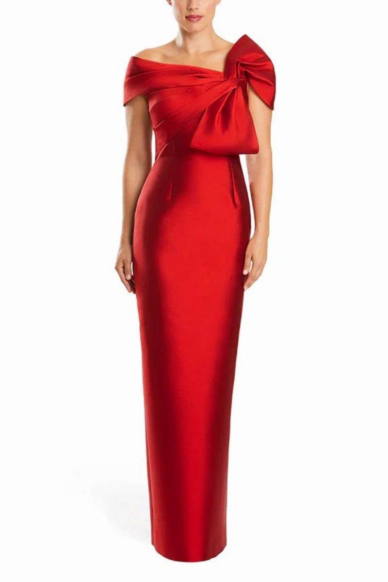 Sheath One Shoulder Floor Length Mother Dresses with Bow CM0368