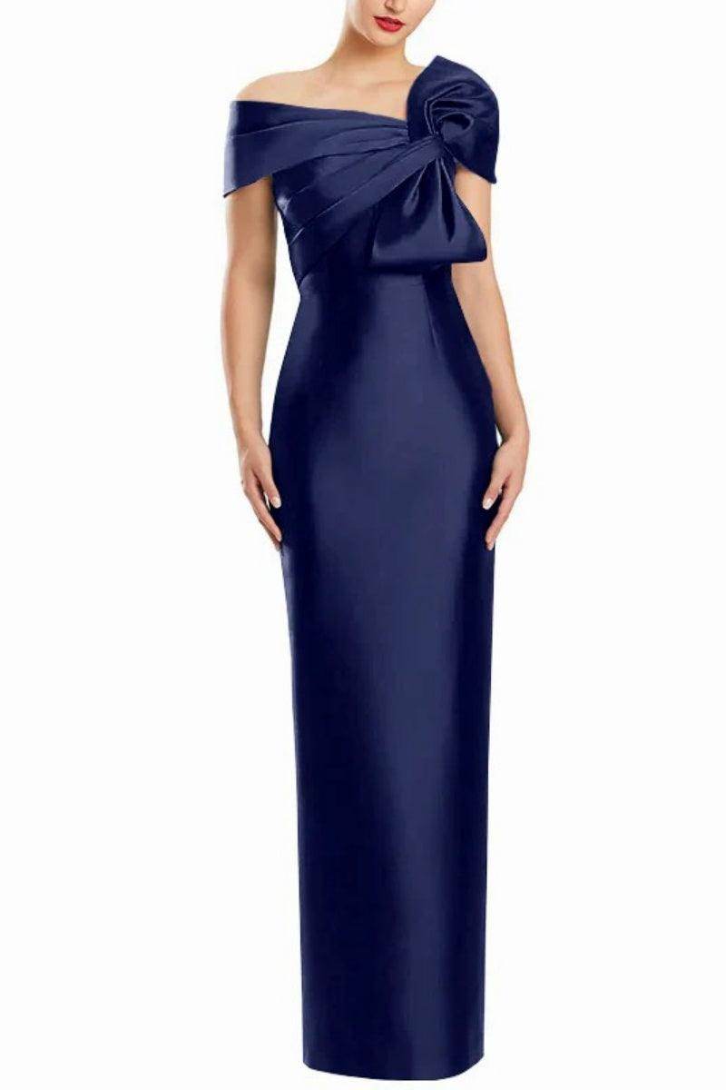 Sheath One Shoulder Floor Length Mother Dresses with Bow CM0368