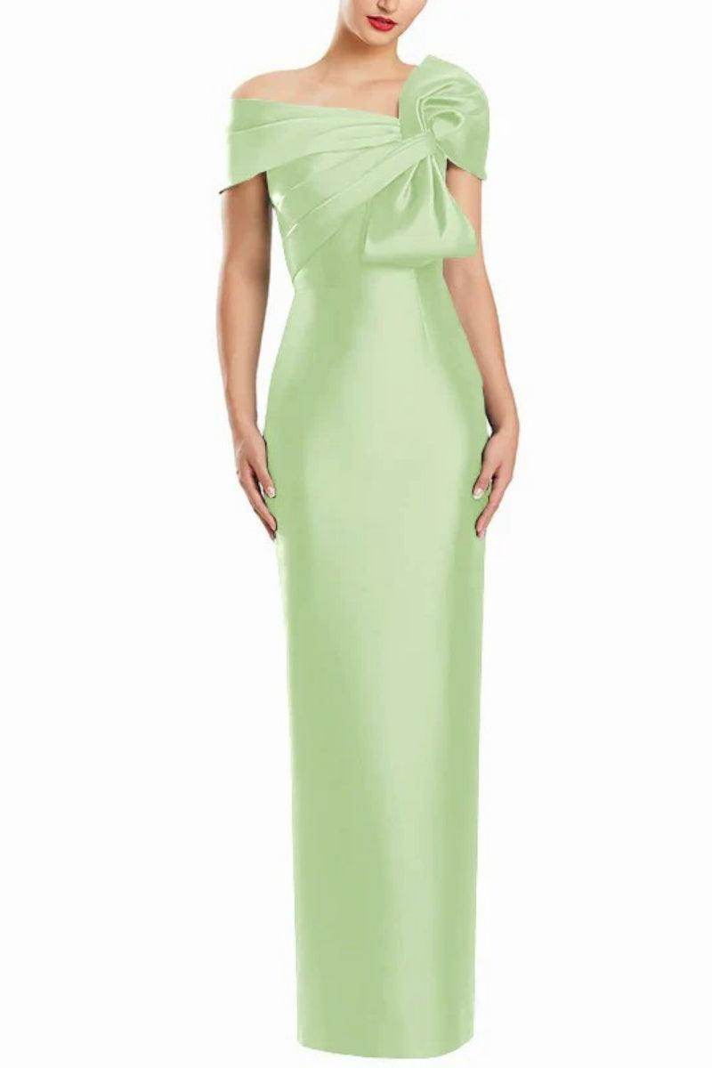 Sheath One Shoulder Floor Length Mother Dresses with Bow CM0368