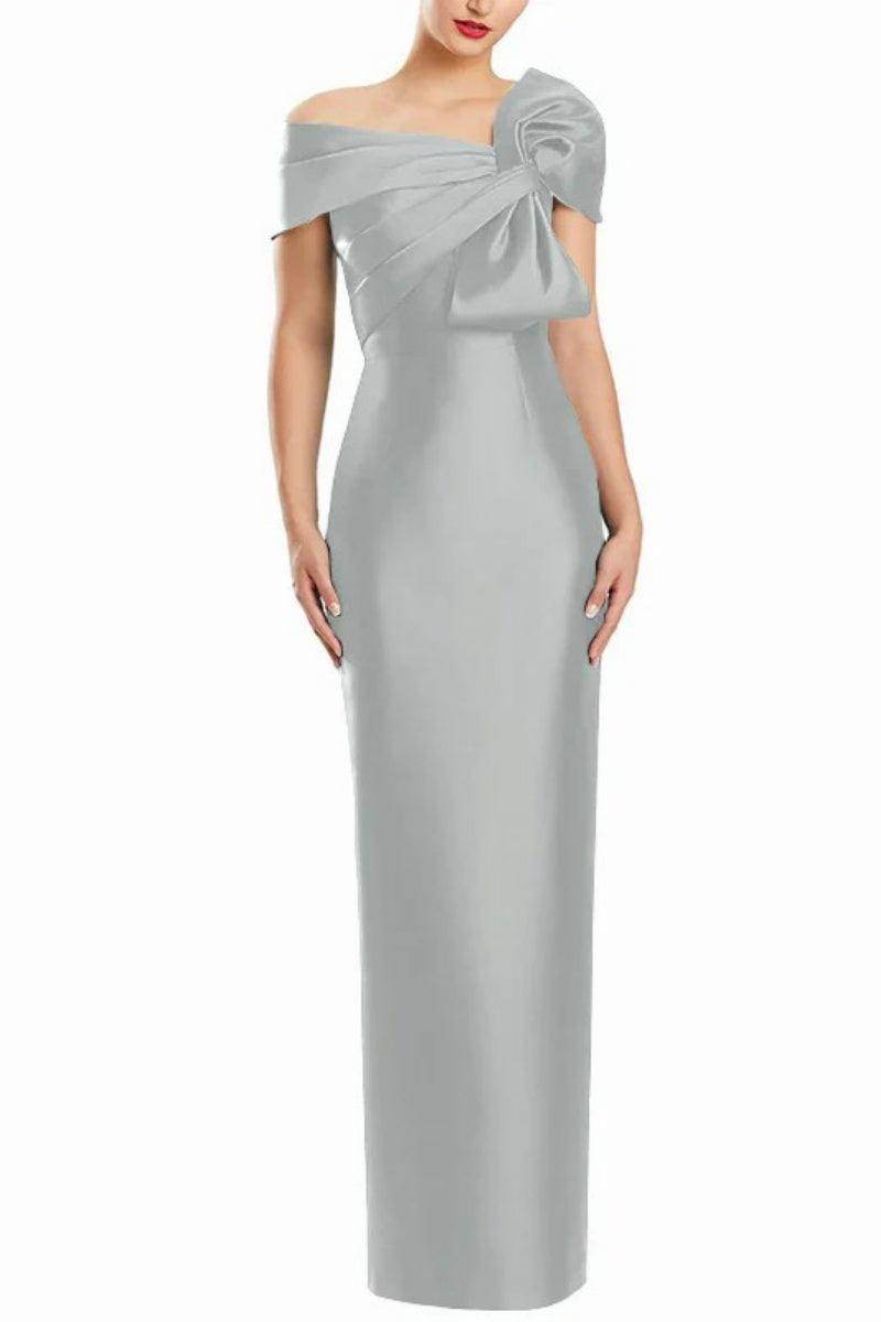 Sheath One Shoulder Floor Length Mother Dresses with Bow CM0368