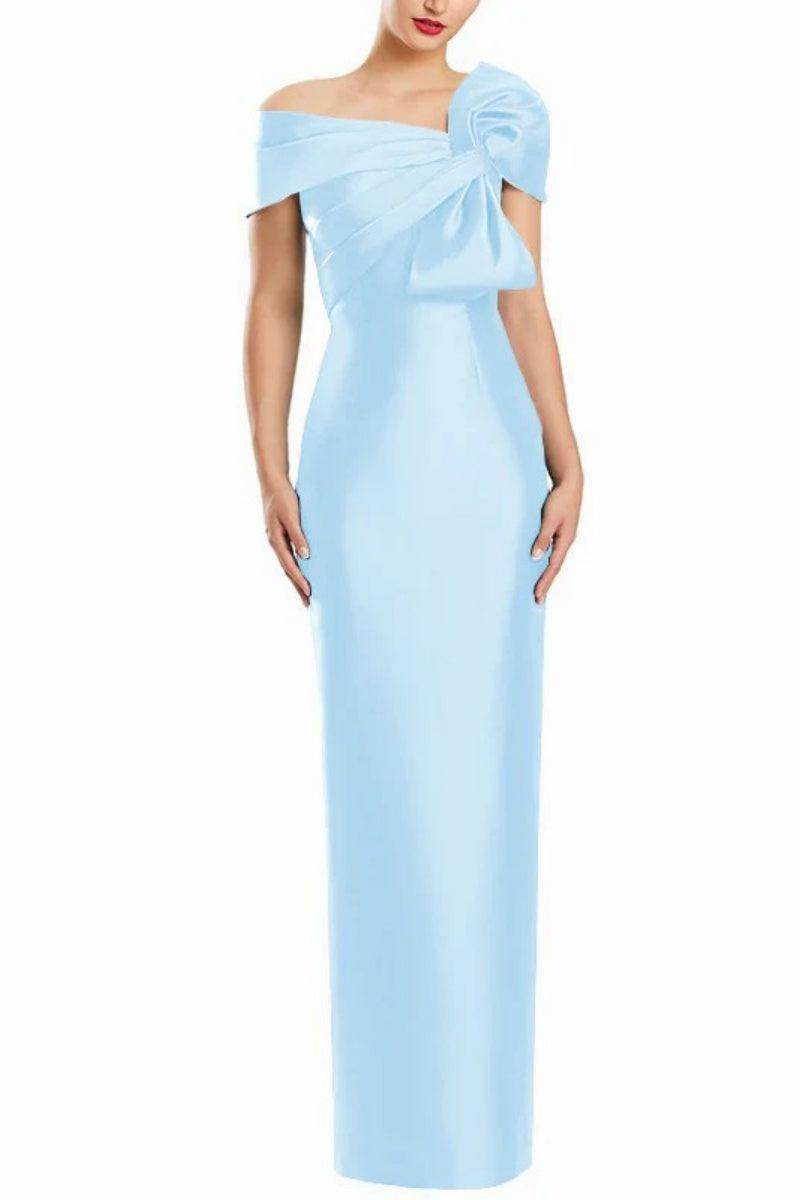 Sheath One Shoulder Floor Length Mother Dresses with Bow CM0368