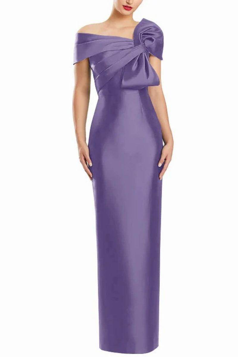 Sheath One Shoulder Floor Length Mother Dresses with Bow CM0368