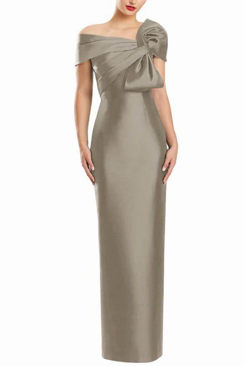 Sheath One Shoulder Floor Length Mother Dresses with Bow CM0368