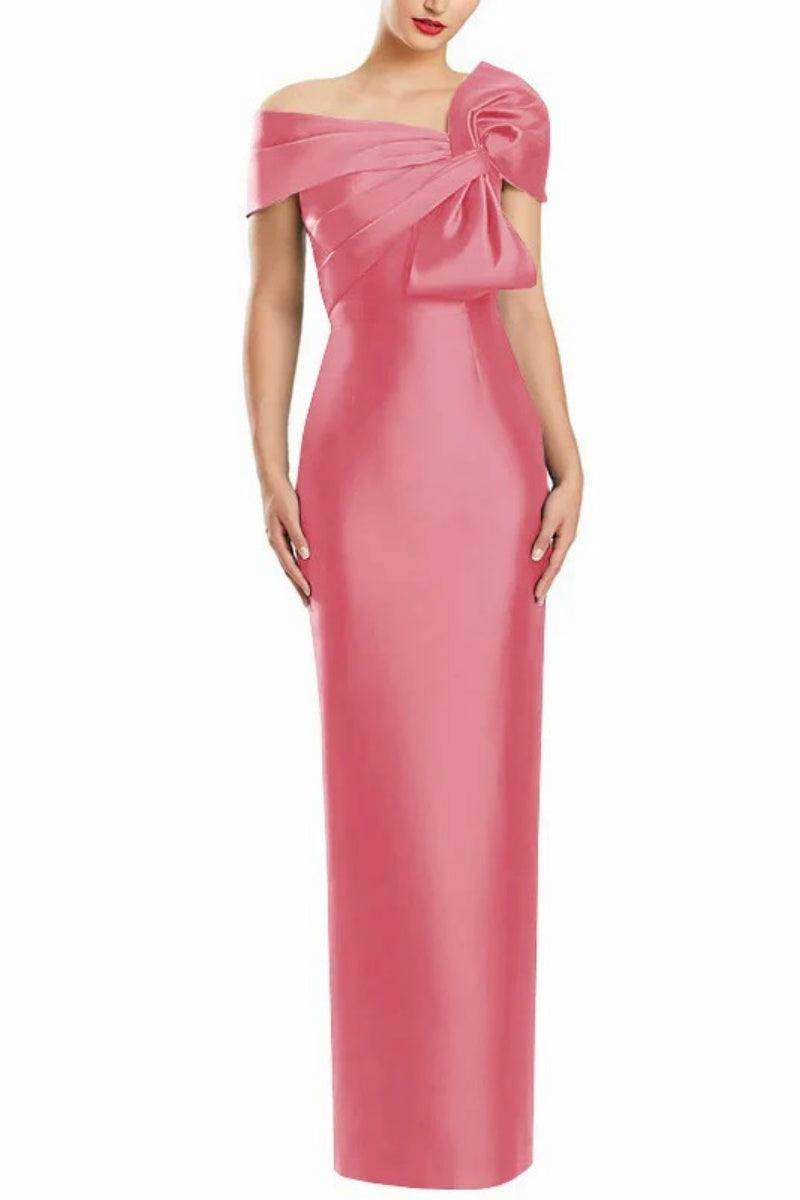Sheath One Shoulder Floor Length Mother Dresses with Bow CM0368