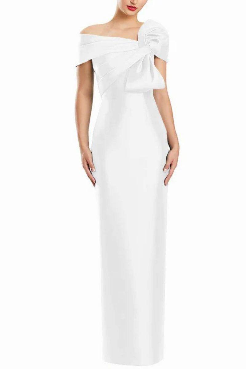 Sheath One Shoulder Floor Length Mother Dresses with Bow CM0368