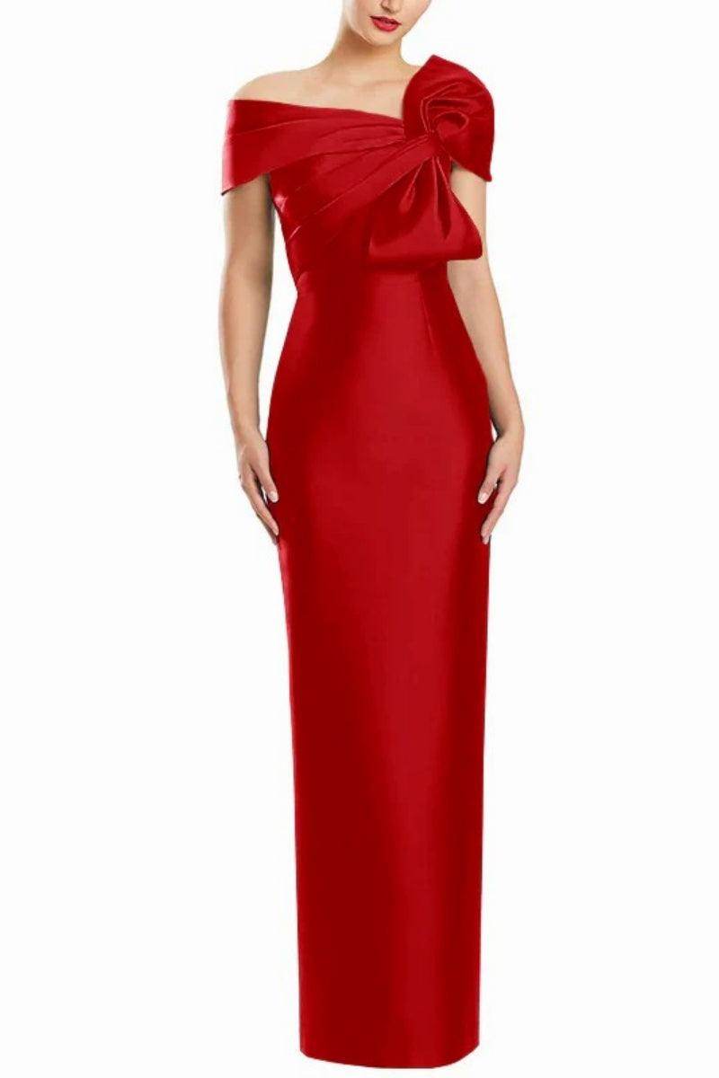 Sheath One Shoulder Floor Length Mother Dresses with Bow CM0368