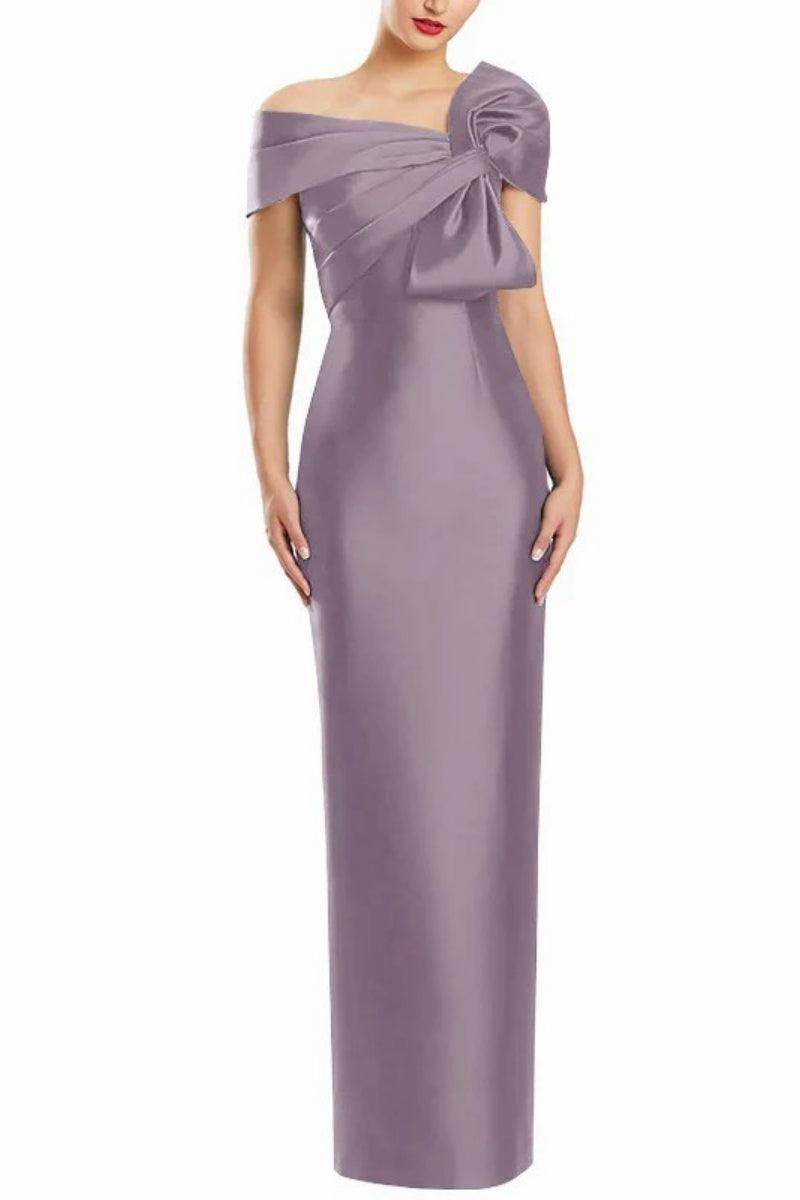 Sheath One Shoulder Floor Length Mother Dresses with Bow CM0368