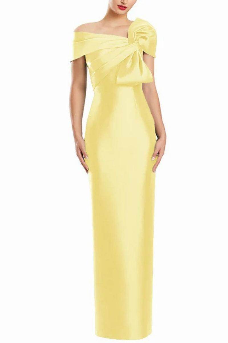 Sheath One Shoulder Floor Length Mother Dresses with Bow CM0368