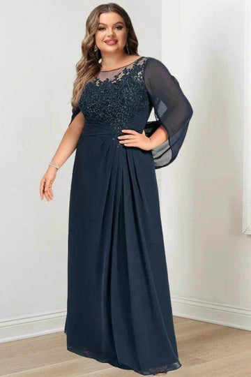 A Line Scoop Floor Length Sequins Mother of the Bride Dresses CM0369