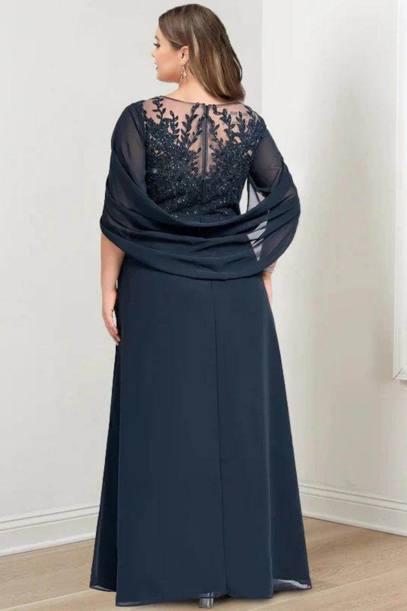 A Line Scoop Floor Length Sequins Mother of the Bride Dresses CM0369