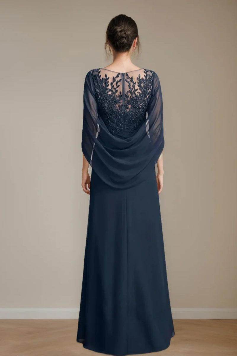 A Line Scoop Floor Length Sequins Mother of the Bride Dresses CM0369