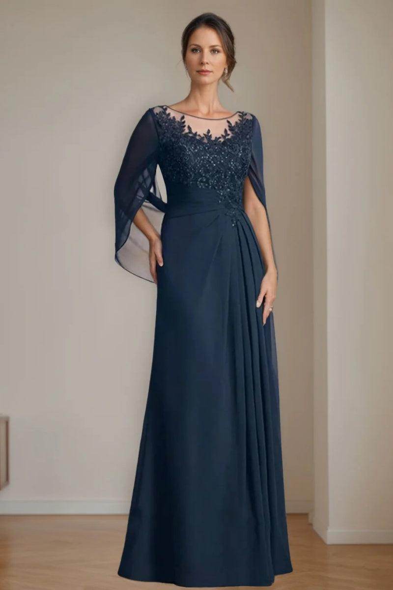 A Line Scoop Floor Length Sequins Mother of the Bride Dresses CM0369