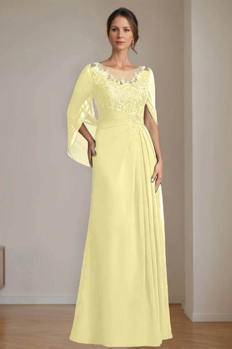 A Line Scoop Floor Length Sequins Mother of the Bride Dresses CM0369