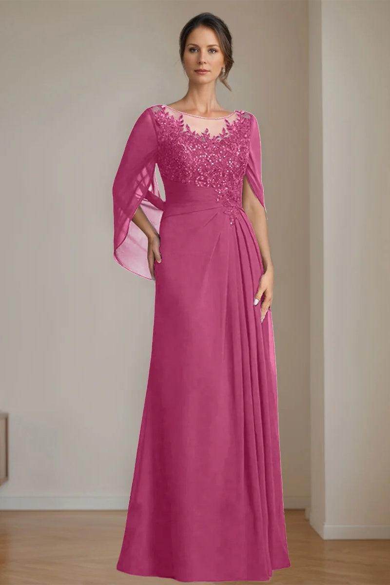 A Line Scoop Floor Length Sequins Mother of the Bride Dresses CM0369