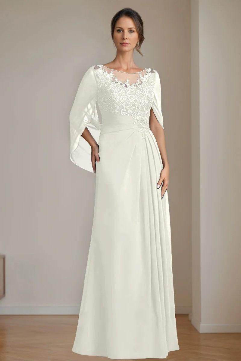 A Line Scoop Floor Length Sequins Mother of the Bride Dresses CM0369