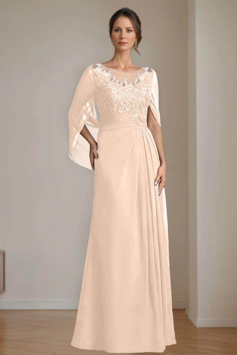A Line Scoop Floor Length Sequins Mother of the Bride Dresses CM0369