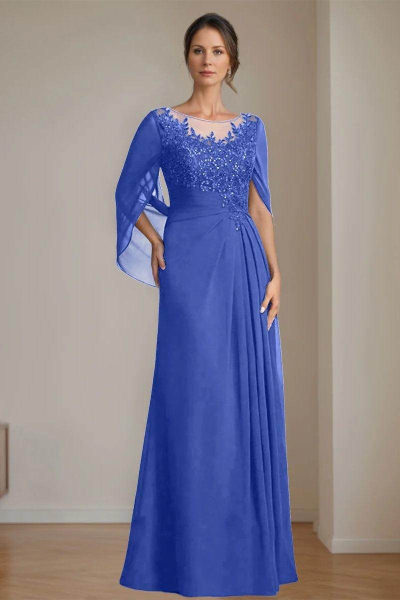 A Line Scoop Floor Length Sequins Mother of the Bride Dresses CM0369