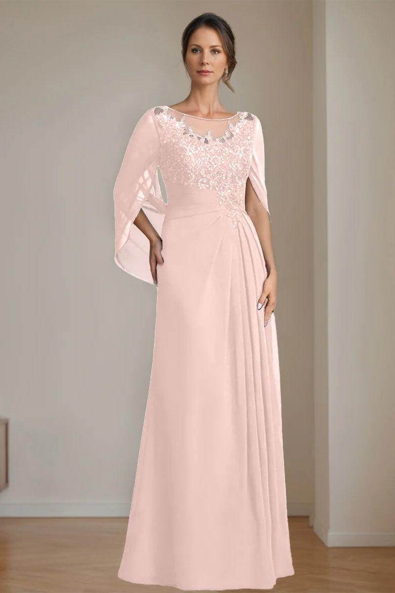 A Line Scoop Floor Length Sequins Mother of the Bride Dresses CM0369