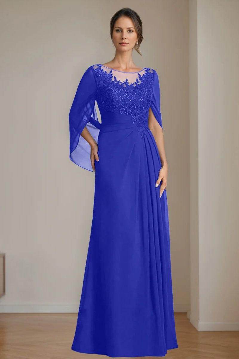 A Line Scoop Floor Length Sequins Mother of the Bride Dresses CM0369