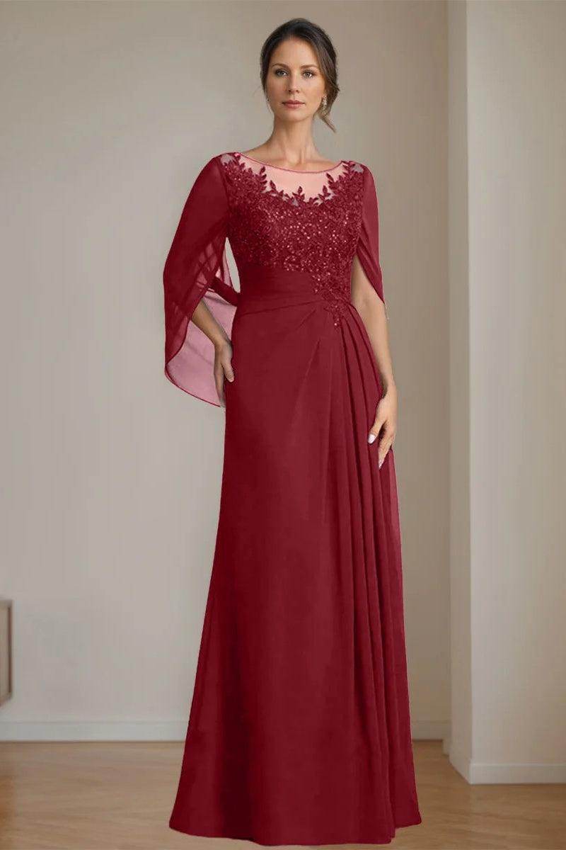 A Line Scoop Floor Length Sequins Mother of the Bride Dresses CM0369
