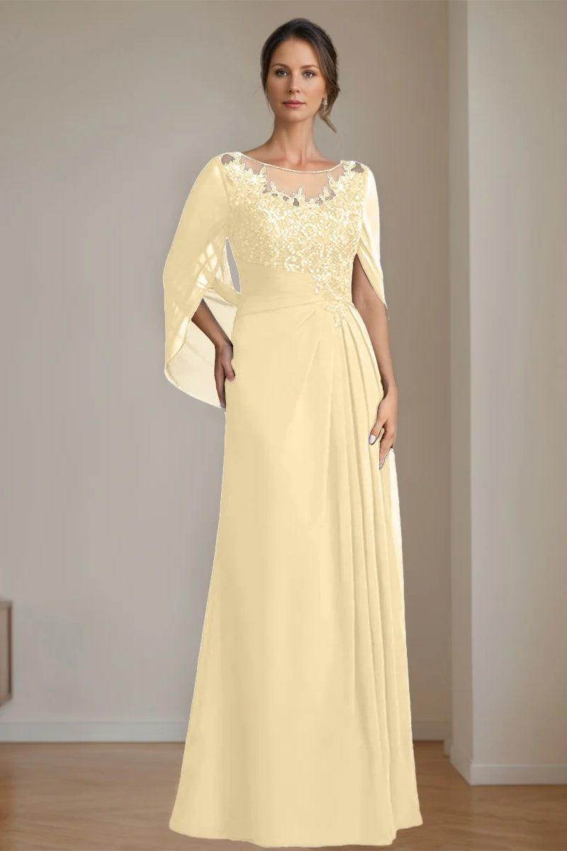 A Line Scoop Floor Length Sequins Mother of the Bride Dresses CM0369