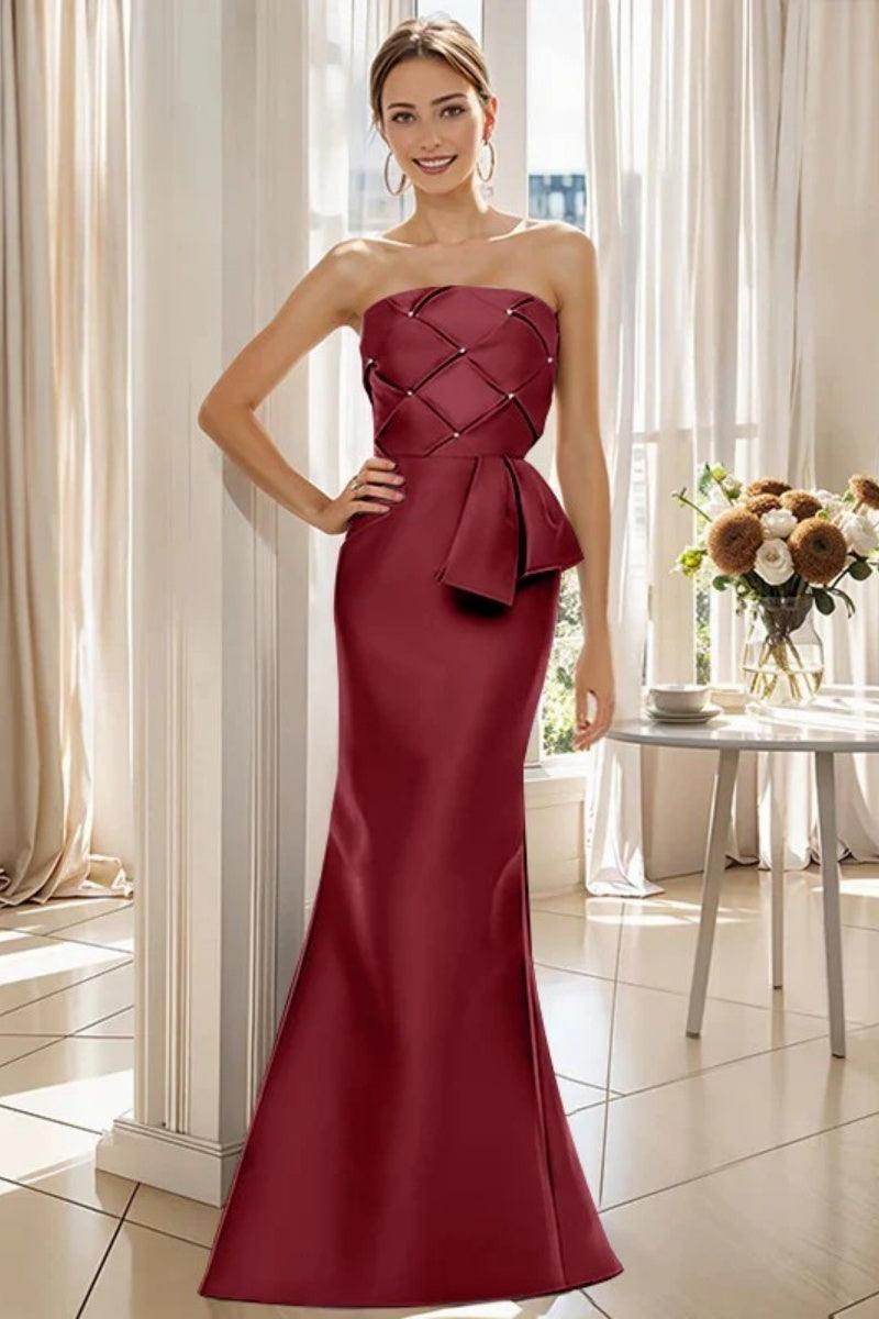 Mermaid Strapless Sleeveless Floor Length Mother Dresses CM0371