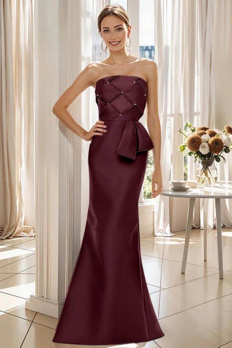 Mermaid Strapless Sleeveless Floor Length Mother Dresses CM0371