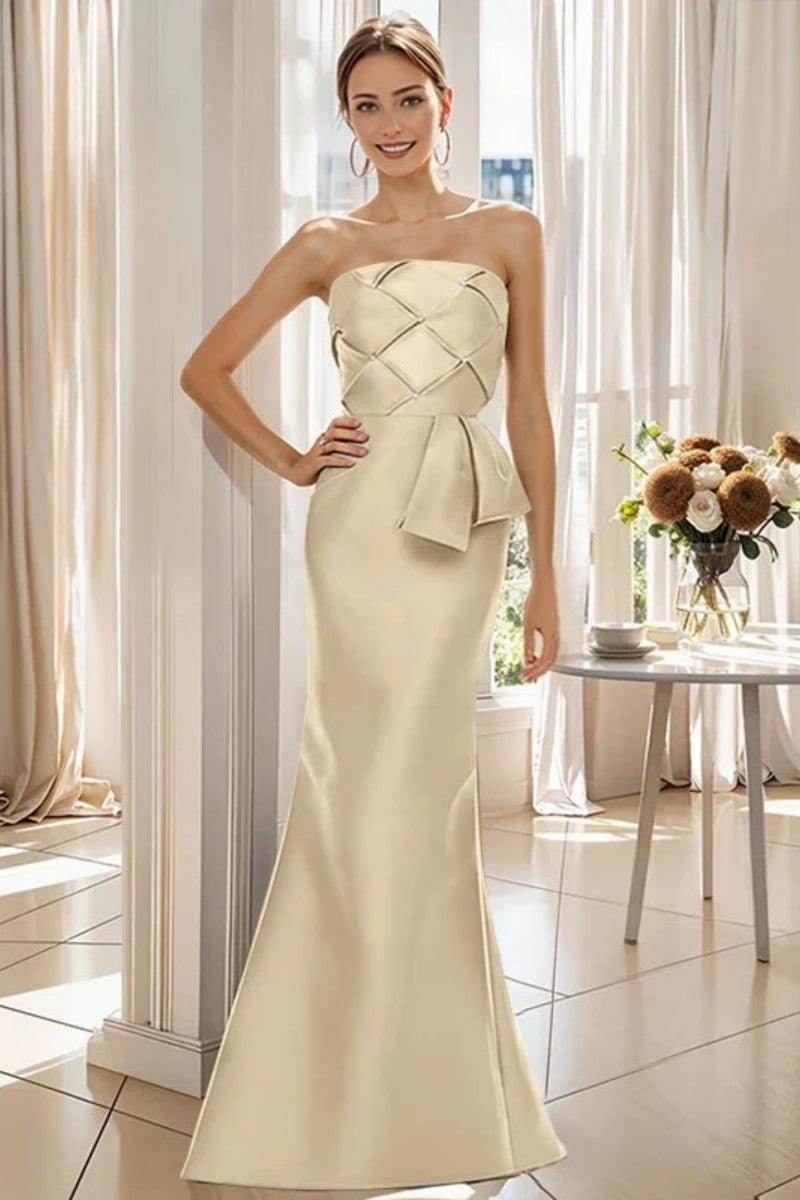 Mermaid Strapless Sleeveless Floor Length Mother Dresses CM0371