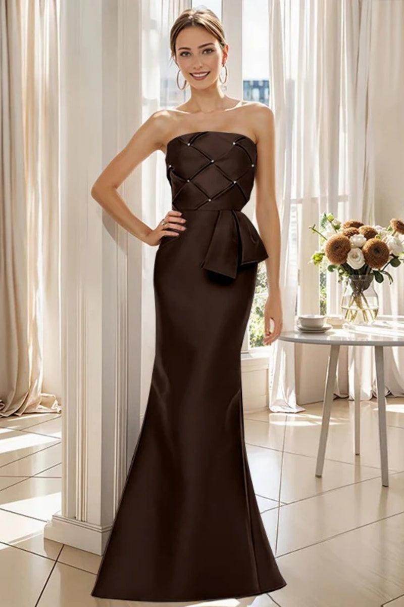 Mermaid Strapless Sleeveless Floor Length Mother Dresses CM0371