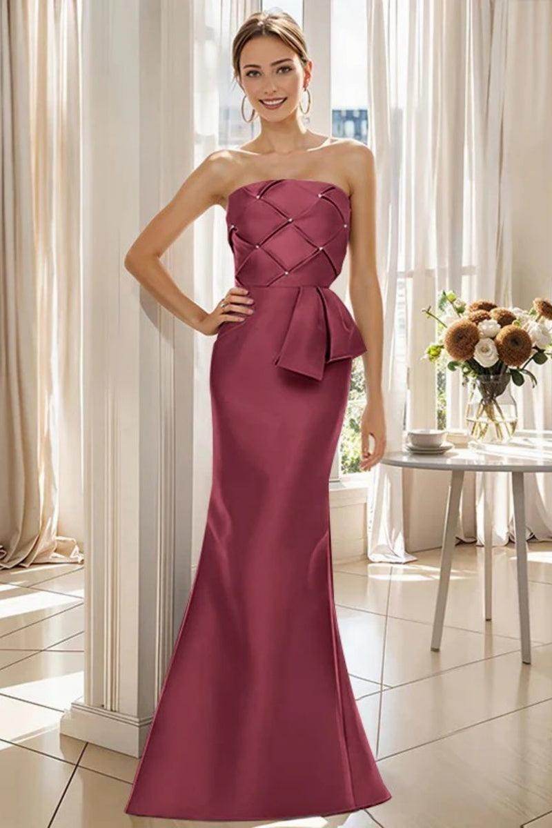 Mermaid Strapless Sleeveless Floor Length Mother Dresses CM0371
