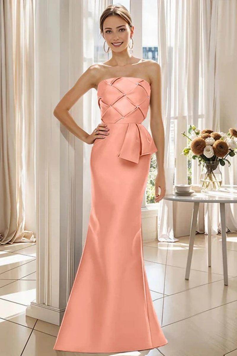 Mermaid Strapless Sleeveless Floor Length Mother Dresses CM0371