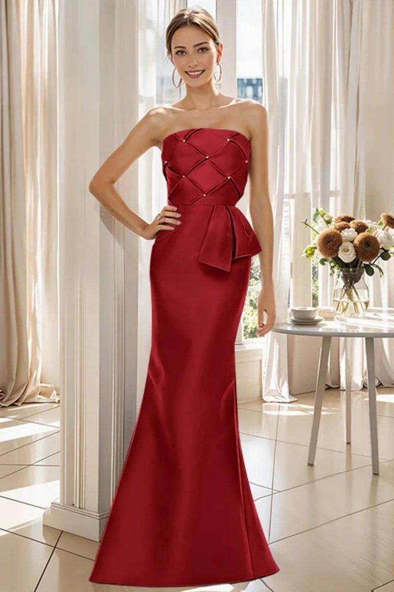 Mermaid Strapless Sleeveless Floor Length Mother Dresses CM0371