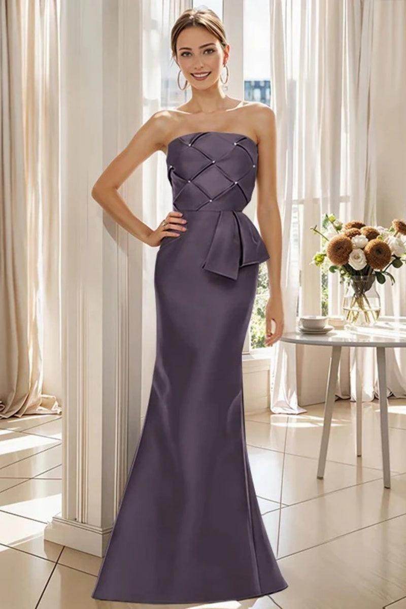 Mermaid Strapless Sleeveless Floor Length Mother Dresses CM0371