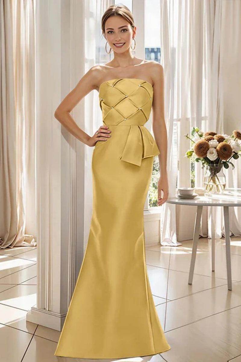 Mermaid Strapless Sleeveless Floor Length Mother Dresses CM0371