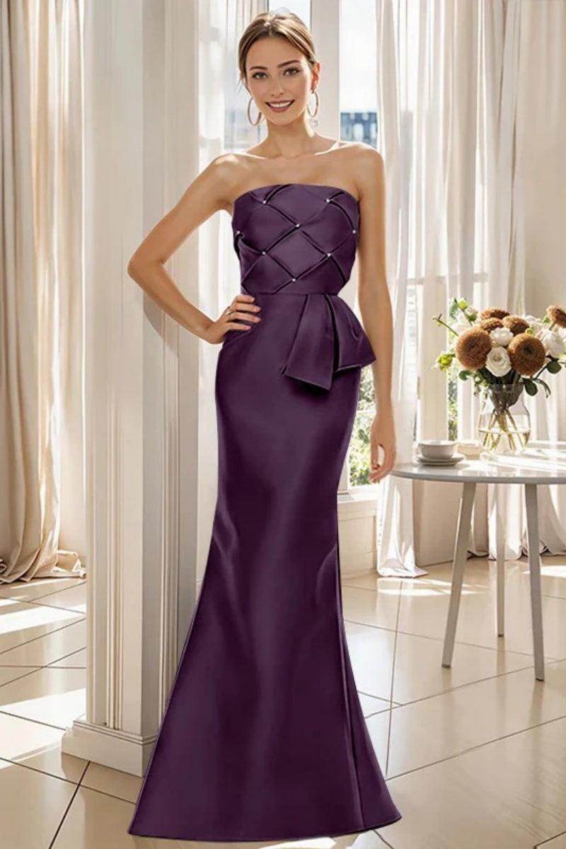 Mermaid Strapless Sleeveless Floor Length Mother Dresses CM0371