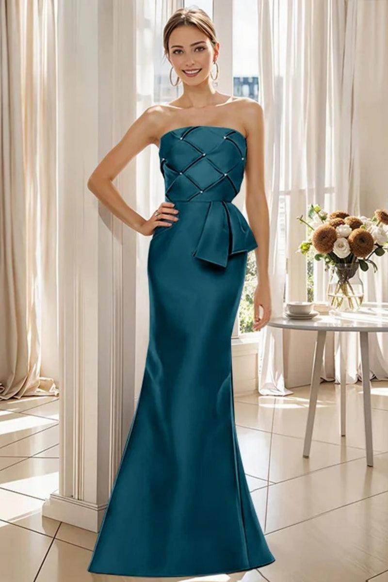 Mermaid Strapless Sleeveless Floor Length Mother Dresses CM0371
