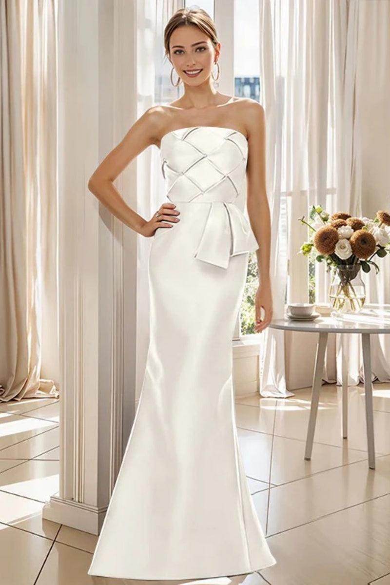 Mermaid Strapless Sleeveless Floor Length Mother Dresses CM0371