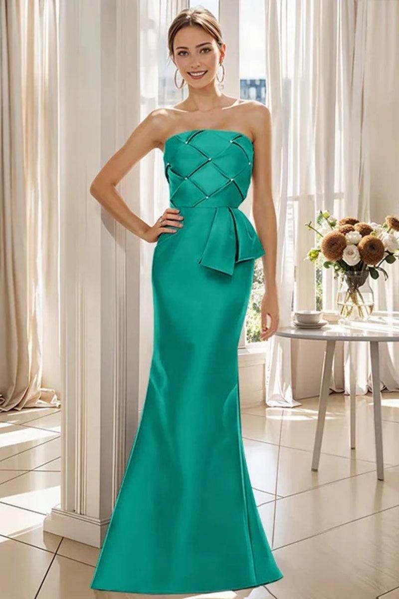 Mermaid Strapless Sleeveless Floor Length Mother Dresses CM0371