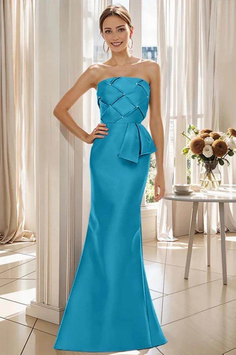 Mermaid Strapless Sleeveless Floor Length Mother Dresses CM0371