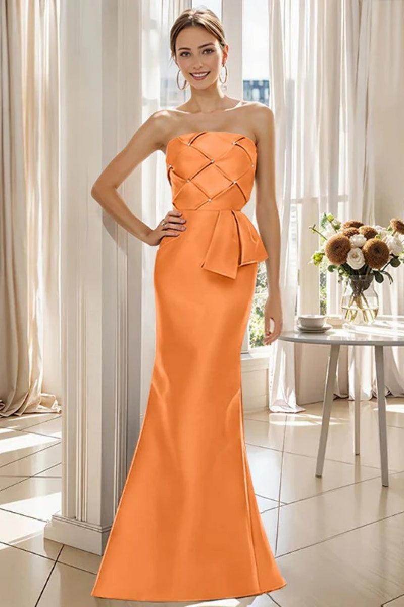 Mermaid Strapless Sleeveless Floor Length Mother Dresses CM0371