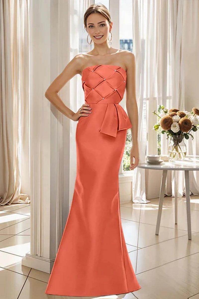 Mermaid Strapless Sleeveless Floor Length Mother Dresses CM0371